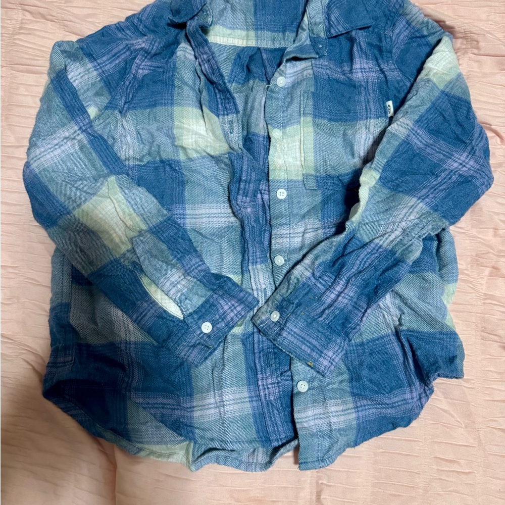 Abercrombie Kids Blue and Yellow Plaid Button Down Shirt